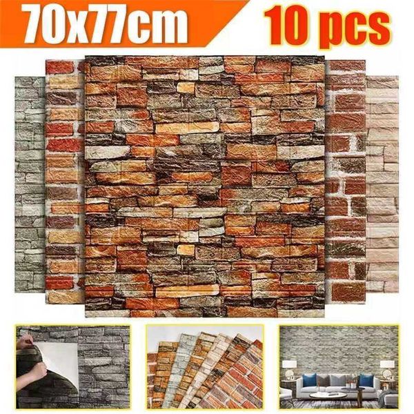 10pcs 3d brick wall sticker retro brick stone pattern self-adhesive anti-collision wallpaper foam panel 70x77cm home decoration 211124
10pcs 3d brick wall sticker retro brick stone pattern self-adhesive anti-collision wallpaper foam panel 70x77cm home decoration 211124