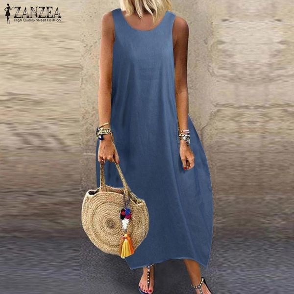 casual dresses plus size summer dress women's denim blue sundress zanzea 2021 fashion sleeveless maxi vestidos female solid robe s-5xl, Black;gray
casual dresses plus size summer dress women's denim blue sundress zanzea 2021 fashion sleeveless maxi vestidos female solid robe s-5xl, Black;gray