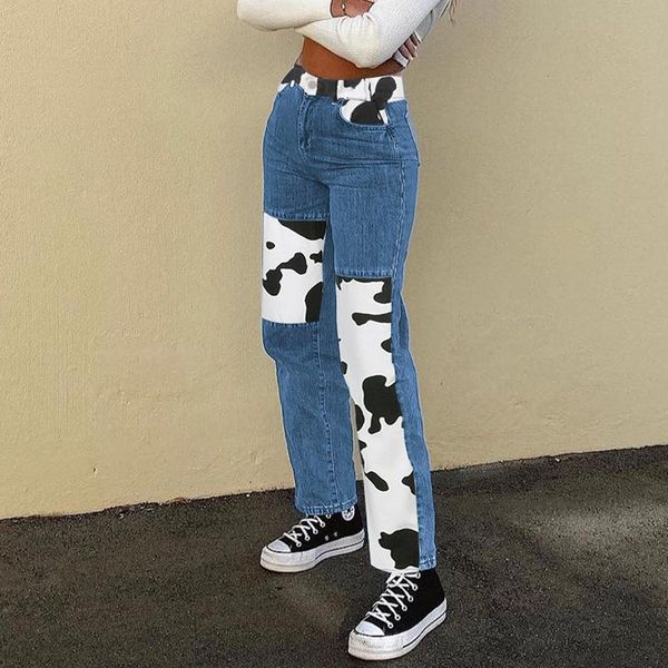 women's pants & capris 2021 spring style street straight cow print stitching urban casual plus size jeans high waist ly369, Black;white
women's pants & capris 2021 spring style street straight cow print stitching urban casual plus size jeans high waist ly369, Black;white