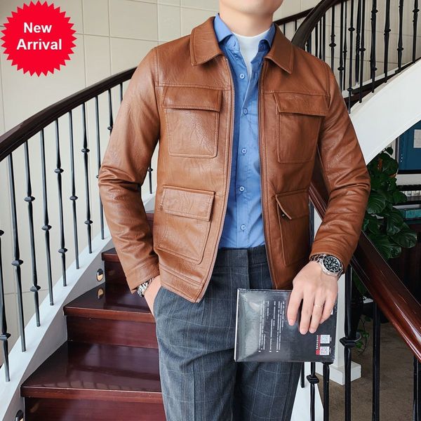 motorradjacke men coat casual black korean style men's lapel zipper leather jacket chaquetas hombre casacos homem, Black;brown
motorradjacke men coat casual black korean style men's lapel zipper leather jacket chaquetas hombre casacos homem, Black;brown
