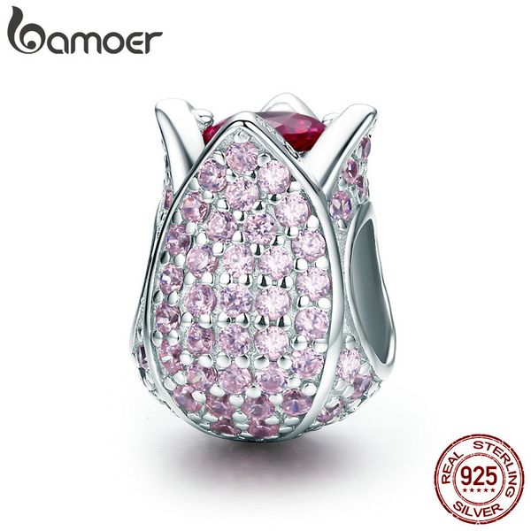 bamoer romantic 925 sterling silver tulip flower petals pink cz beads fit women bracelet & necklaces diy jewelry making scc569 q0531, Black
bamoer romantic 925 sterling silver tulip flower petals pink cz beads fit women bracelet & necklaces diy jewelry making scc569 q0531, Black