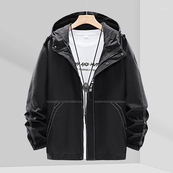 mens hooded jacket men 2021 spring fashion windbreaker jackets black coats casual solid color loose sports for, Black;brown
mens hooded jacket men 2021 spring fashion windbreaker jackets black coats casual solid color loose sports for, Black;brown
