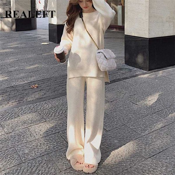 realeft autumn winter 2 pieces women's sets knitting tracksuit o-neck split sweater and loose wide leg pants pullover suits 211126, White
realeft autumn winter 2 pieces women's sets knitting tracksuit o-neck split sweater and loose wide leg pants pullover suits 211126, White