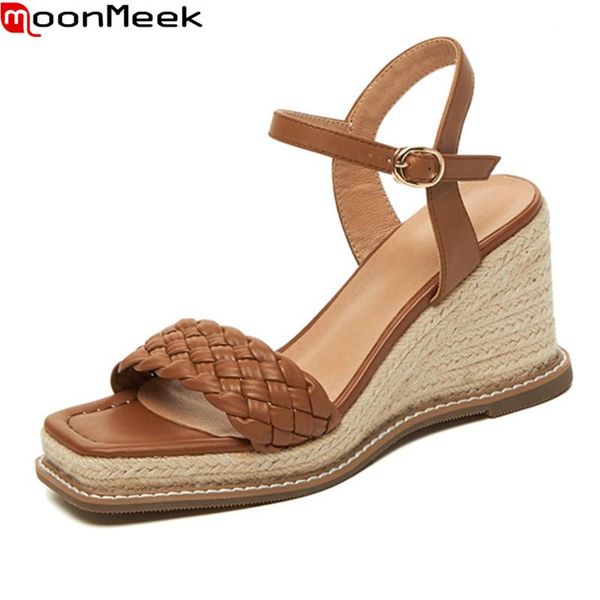 sandals moonmeek 2021 genuine leather women fashion wedges platform party shoes summer brown apricot color ladies, Black
sandals moonmeek 2021 genuine leather women fashion wedges platform party shoes summer brown apricot color ladies, Black