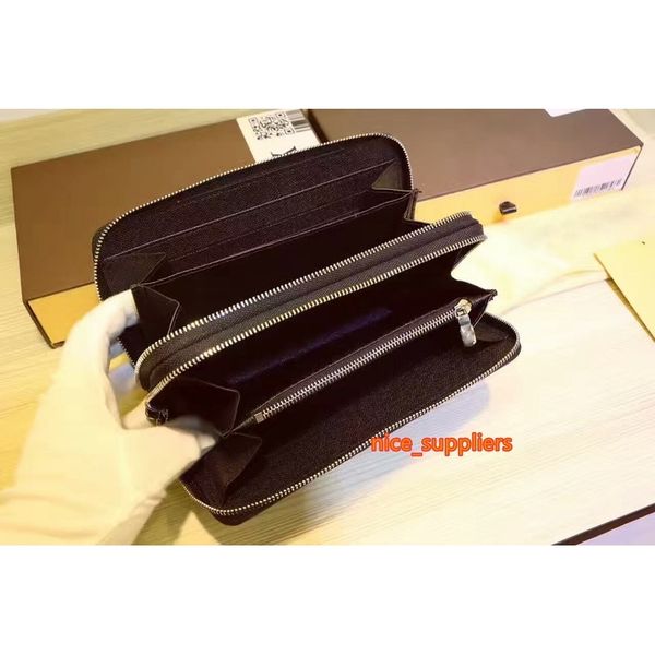 famous brand women genuine leather long zipper wallets m61723 with dustbag box zippy card holder josephine purses cx# 113 bags, Red;black