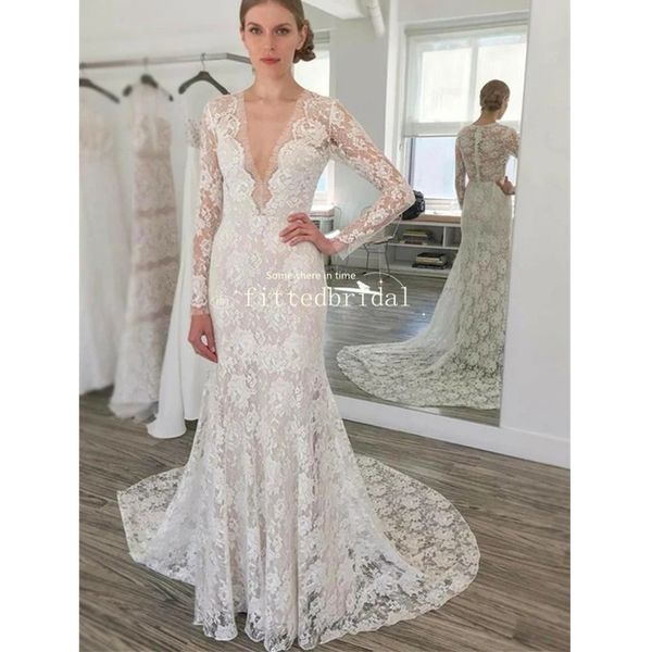 v-neck simple long sleeves beach wedding dress bridal gowns dubai vestidos de novia custom made, White
v-neck simple long sleeves beach wedding dress bridal gowns dubai vestidos de novia custom made, White