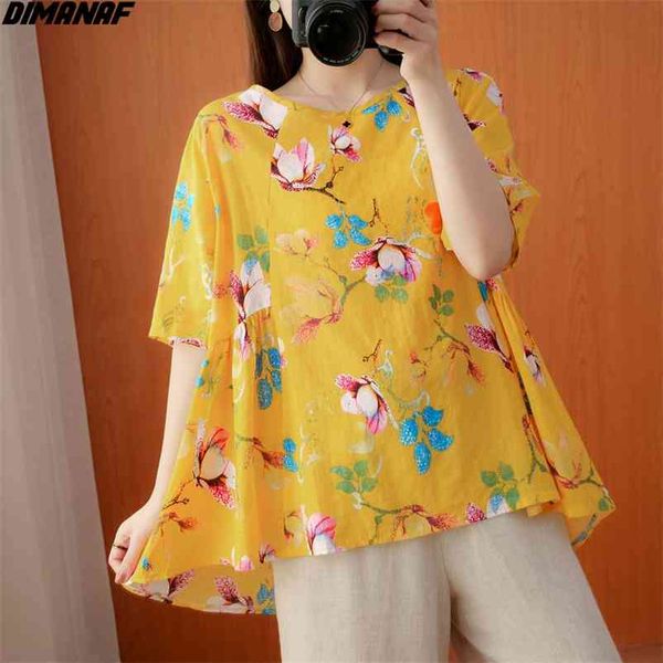women t-shirt o-neck retro linen floral print tee shirt loose patchwork vintage female fashion summer yellow 210531, White
women t-shirt o-neck retro linen floral print tee shirt loose patchwork vintage female fashion summer yellow 210531, White