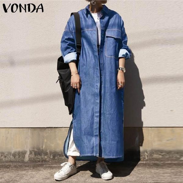 2021 demin coats holiday outerwears women vintage long sleeve lapel collar solid long maxi jackets femininas plus size, Black;brown
2021 demin coats holiday outerwears women vintage long sleeve lapel collar solid long maxi jackets femininas plus size, Black;brown