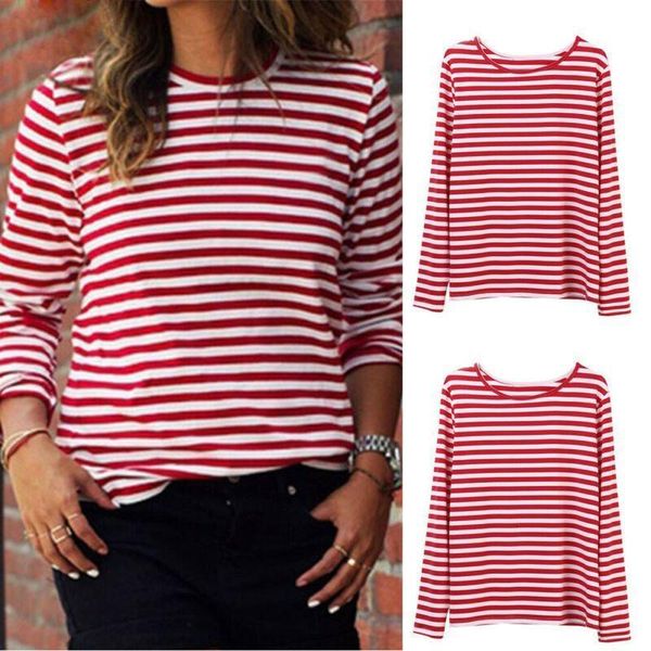 women's summer autumn long sleeve shirt loose casual o-neck striped t-shirt drop shipping good quality, White
women's summer autumn long sleeve shirt loose casual o-neck striped t-shirt drop shipping good quality, White