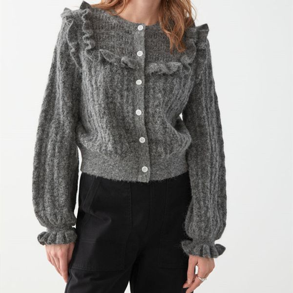 2021 new women o-neck knit cardigans single breasted ruffles long sleeve sweet sweater fu5z, White;black
2021 new women o-neck knit cardigans single breasted ruffles long sleeve sweet sweater fu5z, White;black