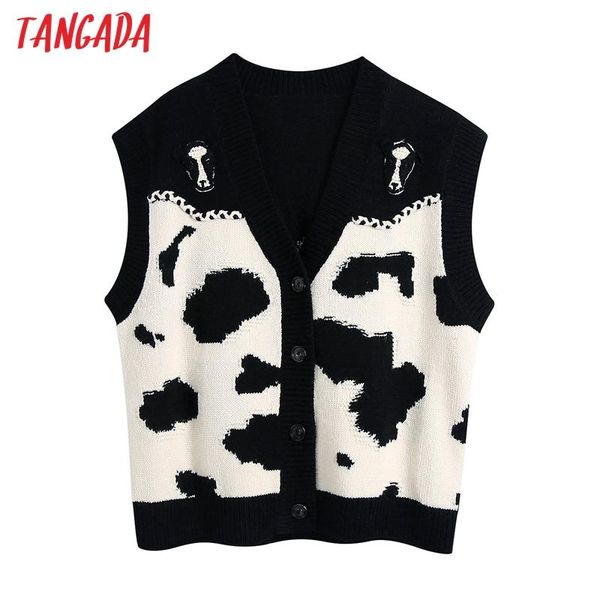 women's knits & tees tangada women 2021 fashion oversized animal pattern knitted vest sweater v neck sleeveless female waistcoat chic, White
women's knits & tees tangada women 2021 fashion oversized animal pattern knitted vest sweater v neck sleeveless female waistcoat chic, White