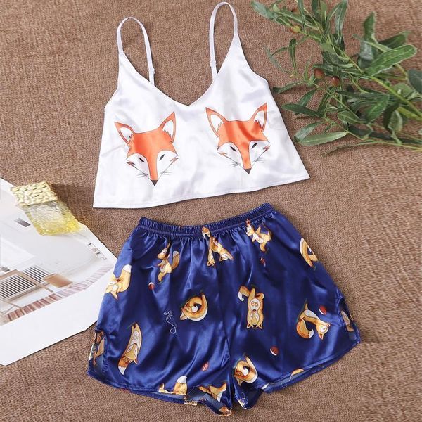 fox cartoon print lovely sleepwear summer v neck silk pyjamas home suit women spaghetti strap loose pyjama satin femme, Black;red
fox cartoon print lovely sleepwear summer v neck silk pyjamas home suit women spaghetti strap loose pyjama satin femme, Black;red