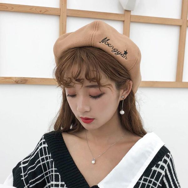 brand caps chic autumn and winter beret women's tweed letter korean versatile painter's hat english pumpkin, Blue;gray
brand caps chic autumn and winter beret women's tweed letter korean versatile painter's hat english pumpkin, Blue;gray