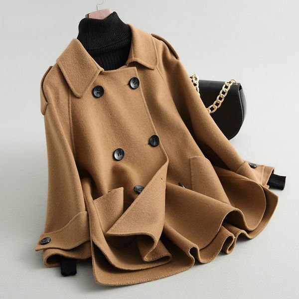 women's wool & blends casual sided coat women solid autumn winter jacket cloak style dobule breasted coats 38056 wyq1424, Black
women's wool & blends casual sided coat women solid autumn winter jacket cloak style dobule breasted coats 38056 wyq1424, Black