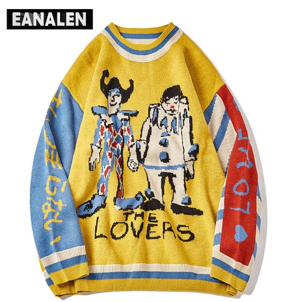 harajuku vintage yellow men oversized fashion colorblock clown knitted pullover women jumper grandpa ugly sweater, Black
harajuku vintage yellow men oversized fashion colorblock clown knitted pullover women jumper grandpa ugly sweater, Black