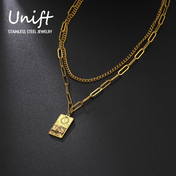pendant necklaces unift vintage tarot necklace esotericism jewelry double layer choker for men women stainless steel card, Silver
pendant necklaces unift vintage tarot necklace esotericism jewelry double layer choker for men women stainless steel card, Silver