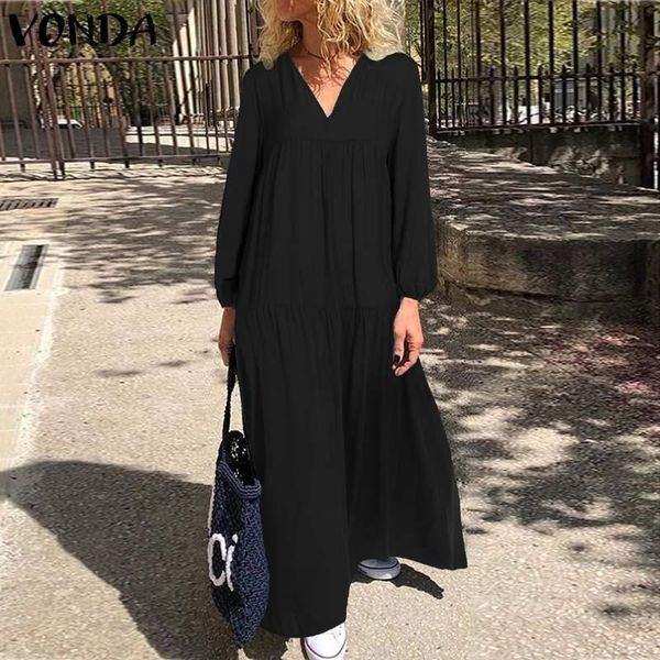 casual dresses vintage maxi long dress vonda women lantern sleeve swing ruffle party female loose holiday vestido, Black;gray
casual dresses vintage maxi long dress vonda women lantern sleeve swing ruffle party female loose holiday vestido, Black;gray