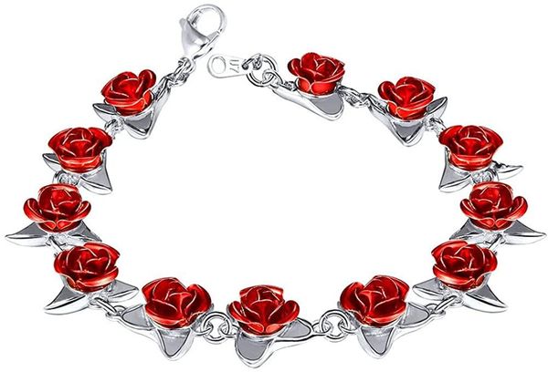 charm bracelets u7 women girls rose flower bracelet link 12 roses jewelry lover gift, Golden;silver
charm bracelets u7 women girls rose flower bracelet link 12 roses jewelry lover gift, Golden;silver