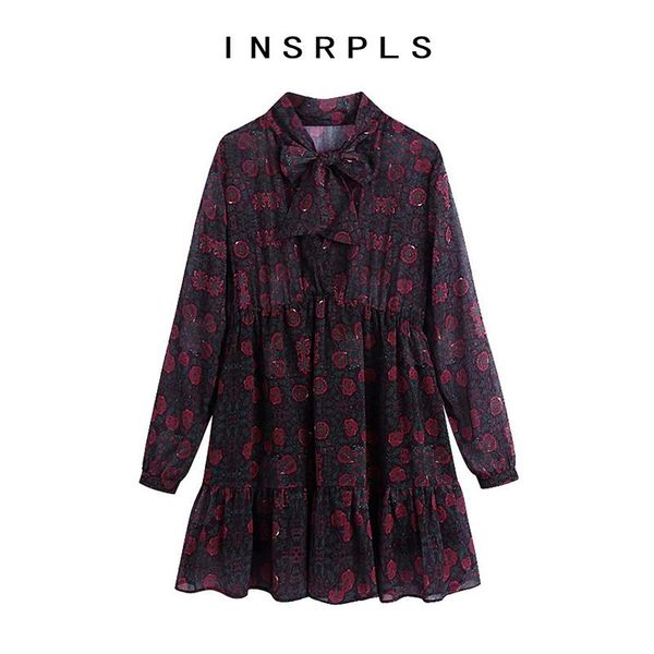 casual dresses insrpls women fashion see through floral print mini dress vintage bow tied collar with lining female vestidos, Black;gray
casual dresses insrpls women fashion see through floral print mini dress vintage bow tied collar with lining female vestidos, Black;gray