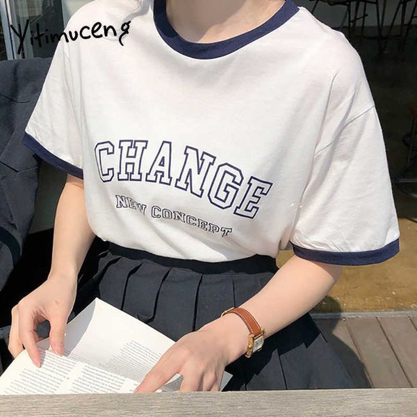 yitimuceng letter print t shirts woman oversize casual tees harajuku cotton white summer fashion short sleeve shirts 210601
yitimuceng letter print t shirts woman oversize casual tees harajuku cotton white summer fashion short sleeve shirts 210601