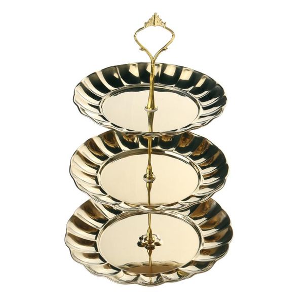 storage baskets cake stand stainless steel 3-tiered fruits cakes desserts plate (gold)
storage baskets cake stand stainless steel 3-tiered fruits cakes desserts plate (gold)