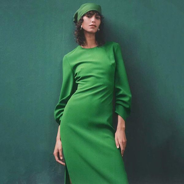casual dresses fashion2021 simple green pile up sleeves mididress female vintage collect waist fitted with inner zip dress mujer, Black;gray
casual dresses fashion2021 simple green pile up sleeves mididress female vintage collect waist fitted with inner zip dress mujer, Black;gray