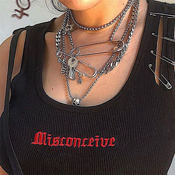 black crop tank gothic punk street fashion vest letter embroidery pins women summer casual hollow out sleeveless, White
black crop tank gothic punk street fashion vest letter embroidery pins women summer casual hollow out sleeveless, White