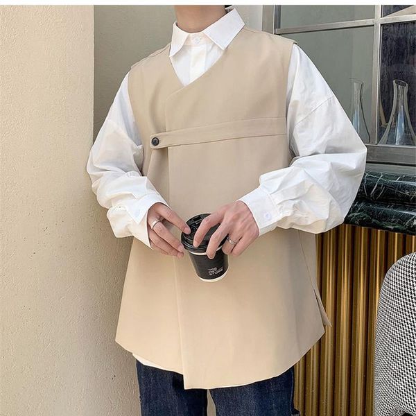 men's vests men solid color sleeveless streetwear button fashion leisure irregular waistcoat 2021 loose casual coats s-5xl, Black;white
men's vests men solid color sleeveless streetwear button fashion leisure irregular waistcoat 2021 loose casual coats s-5xl, Black;white