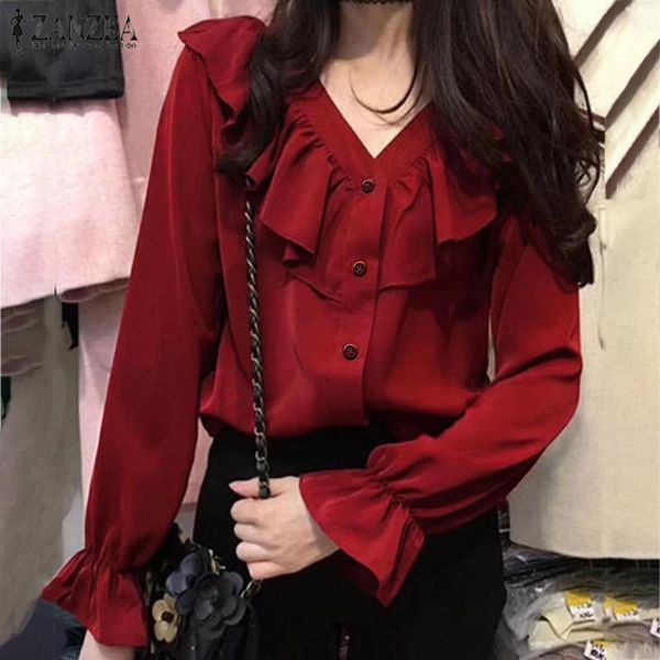 women's blouses & shirts 2022 women ruffles long sleeve blouse fashion lady chic ol work office tunic buttons down blusas femini, White
women's blouses & shirts 2022 women ruffles long sleeve blouse fashion lady chic ol work office tunic buttons down blusas femini, White
