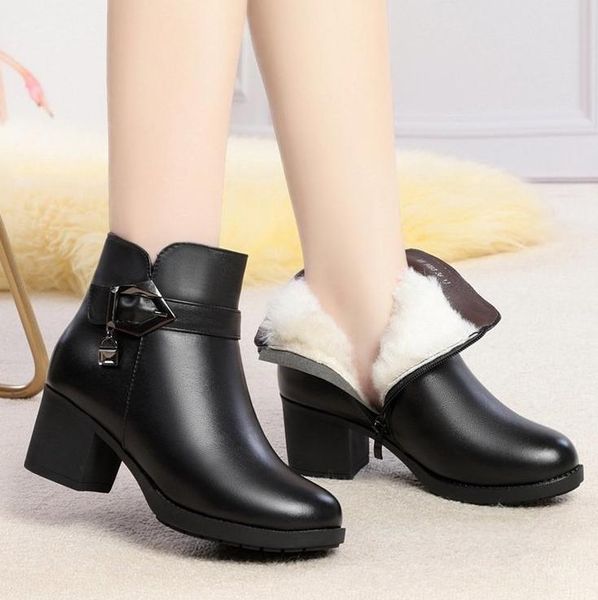 boots comfortable women snow winter high heels ankle warm platform shoes leather thick fur booties, Black
boots comfortable women snow winter high heels ankle warm platform shoes leather thick fur booties, Black