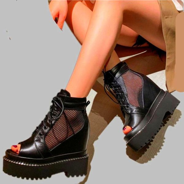 sandals women's genuine leather platform wedge open toe summer ankle boots lace up high heels oxfords creepers 34 35 36 37 38 39, Black
sandals women's genuine leather platform wedge open toe summer ankle boots lace up high heels oxfords creepers 34 35 36 37 38 39, Black