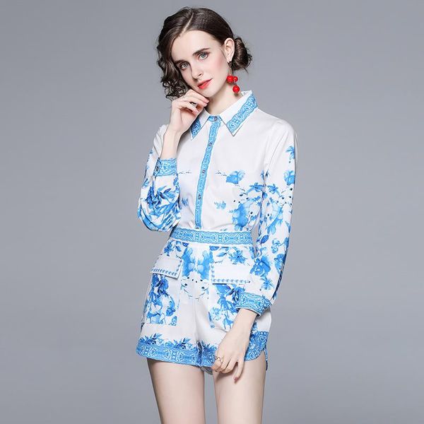 women's tracksuits holiday beach runway two pieces outfit woman set vintage floral print blouse shorts and fashion lady autumn suit, Gray
women's tracksuits holiday beach runway two pieces outfit woman set vintage floral print blouse shorts and fashion lady autumn suit, Gray