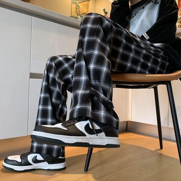 men's pants hybskr fashion men plaid straight 2021 man streetwear wide leg long hip hop male casual trousers, Black
men's pants hybskr fashion men plaid straight 2021 man streetwear wide leg long hip hop male casual trousers, Black
