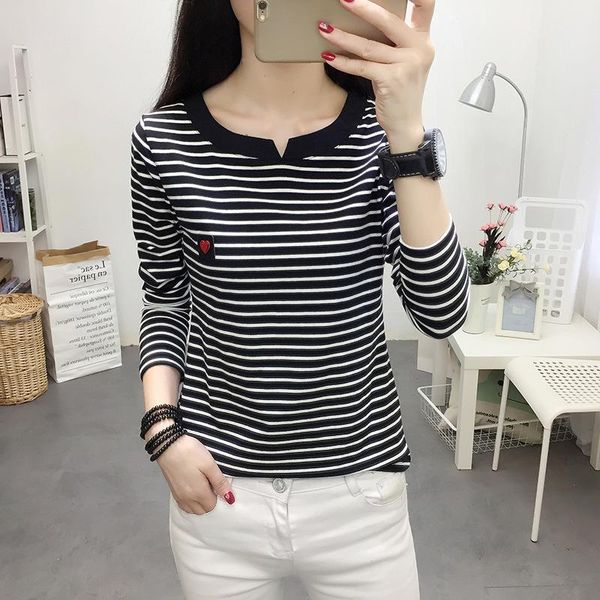 women's t-shirt 2021 women striped t shirts long sleeve 95% cotton casual autumn pull femme, White
women's t-shirt 2021 women striped t shirts long sleeve 95% cotton casual autumn pull femme, White
