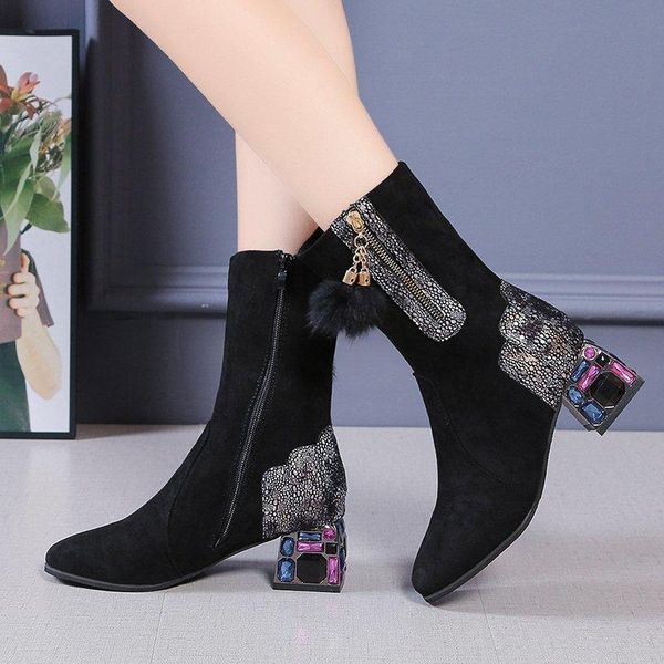 boots rimocy luxury crystal square heel ankle women patchwork bling flock short woman 2021 winter warm plush booties, Black
boots rimocy luxury crystal square heel ankle women patchwork bling flock short woman 2021 winter warm plush booties, Black