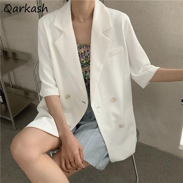 women's suits & blazers short sleeve women loose double breasted elegant classic simple all-match japan style street leisure college fe, White;black
women's suits & blazers short sleeve women loose double breasted elegant classic simple all-match japan style street leisure college fe, White;black