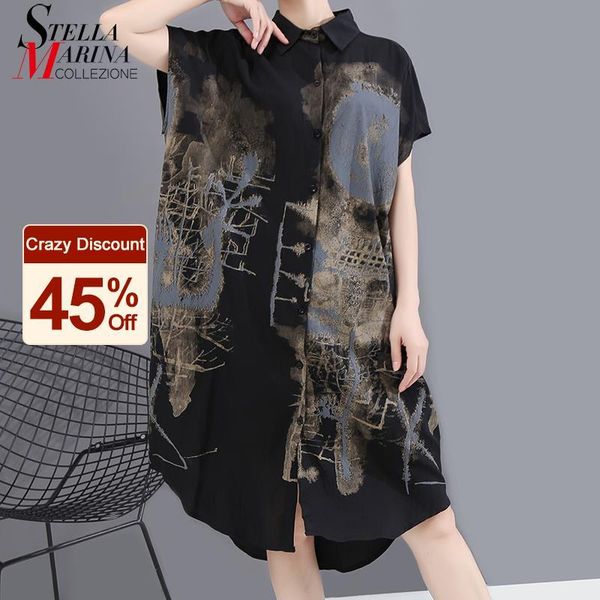 new korean painted style summer women black vintage shirt dress printed big size ladies stylish casual midi dress robe 6107 210309, Black;gray
new korean painted style summer women black vintage shirt dress printed big size ladies stylish casual midi dress robe 6107 210309, Black;gray