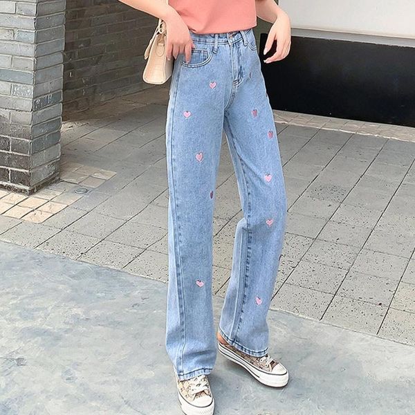 women's jeans wide leg women bottom baggy denim pants 2021 love pattern high waist full length trousers vintage female streetwear, Blue
women's jeans wide leg women bottom baggy denim pants 2021 love pattern high waist full length trousers vintage female streetwear, Blue