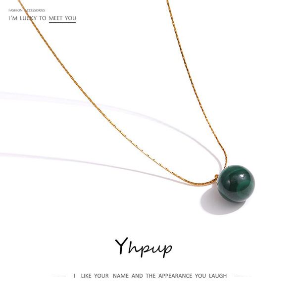 pendant necklaces yhpup green malachite stone round necklace stainless steel chain metal 18 k collar golden party gift 2021, Silver
pendant necklaces yhpup green malachite stone round necklace stainless steel chain metal 18 k collar golden party gift 2021, Silver