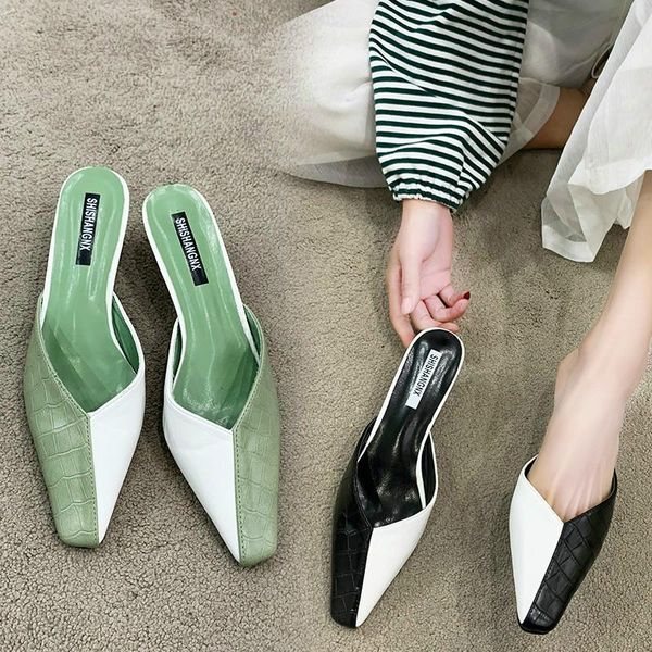 slippers high heels stone pu leather squared toes women summer mules outside lazy slider sandalias mujer ladies shoes, Black
slippers high heels stone pu leather squared toes women summer mules outside lazy slider sandalias mujer ladies shoes, Black
