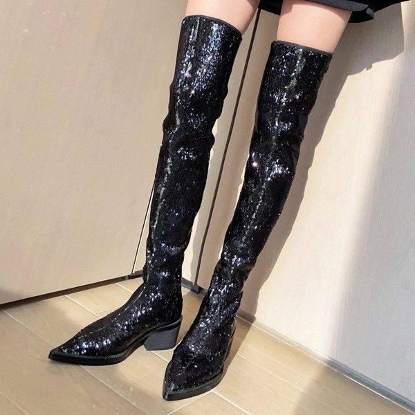 prova perfetto 2019 autumn winter over the knee long boots night club sequined pointed toe women boots bling fashion 93ut#, Black
prova perfetto 2019 autumn winter over the knee long boots night club sequined pointed toe women boots bling fashion 93ut#, Black