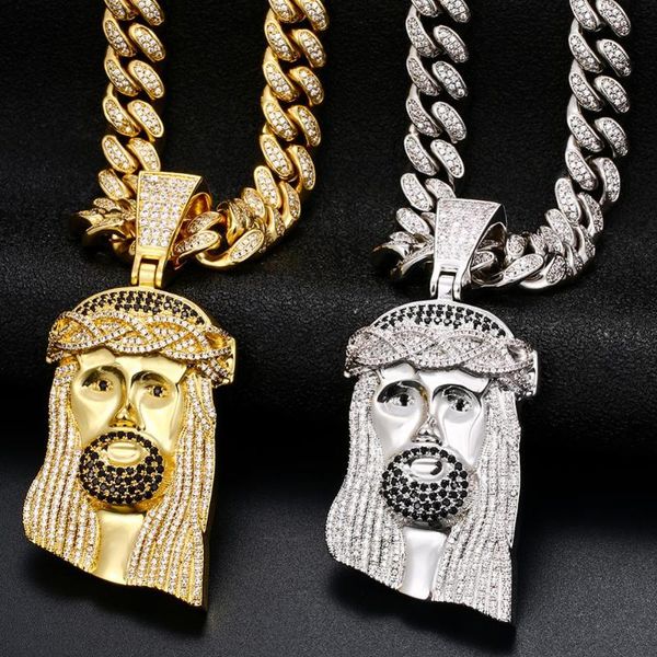 pendant necklaces big jesus necklace with cuban chain gold color iced out cubic zirconia mens hip hop jewelry gift, Silver
pendant necklaces big jesus necklace with cuban chain gold color iced out cubic zirconia mens hip hop jewelry gift, Silver