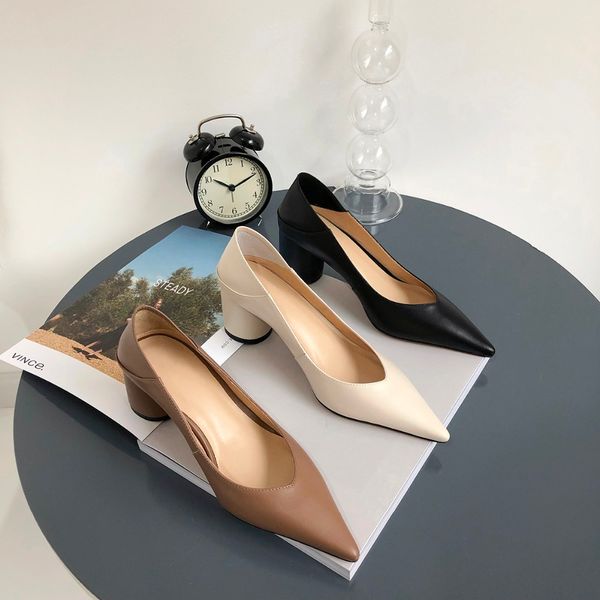 Womens genuine leather high heel slip-on mules pointed toe med heel comfort spring new pumps high quality ladies heels shoes, Beige
Womens genuine leather high heel slip-on mules pointed toe med heel comfort spring new pumps high quality ladies heels shoes, Beige