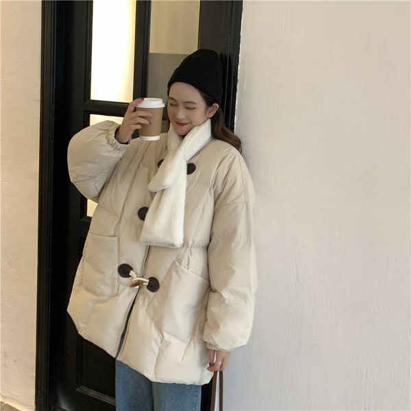 winter women solid thick warm coats vintage lady loose pocket horn button outwears female harajuku casual parkas, Black;brown
winter women solid thick warm coats vintage lady loose pocket horn button outwears female harajuku casual parkas, Black;brown