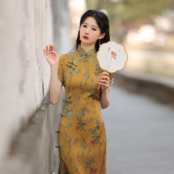 ethnic clothing satin long vintage button woman cheongsam plus size 3xl 4xl yellow dress spring summer chinese style qipao floral vesti, Red
ethnic clothing satin long vintage button woman cheongsam plus size 3xl 4xl yellow dress spring summer chinese style qipao floral vesti, Red