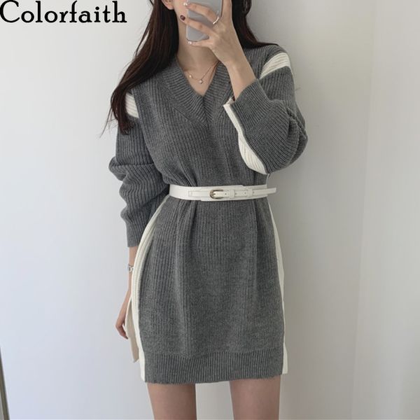 colorfith new 2021 spring utumn women dresses v-neck split knitting high wist koren style with belt ldy mini dress dr7833, Black;gray
colorfith new 2021 spring utumn women dresses v-neck split knitting high wist koren style with belt ldy mini dress dr7833, Black;gray