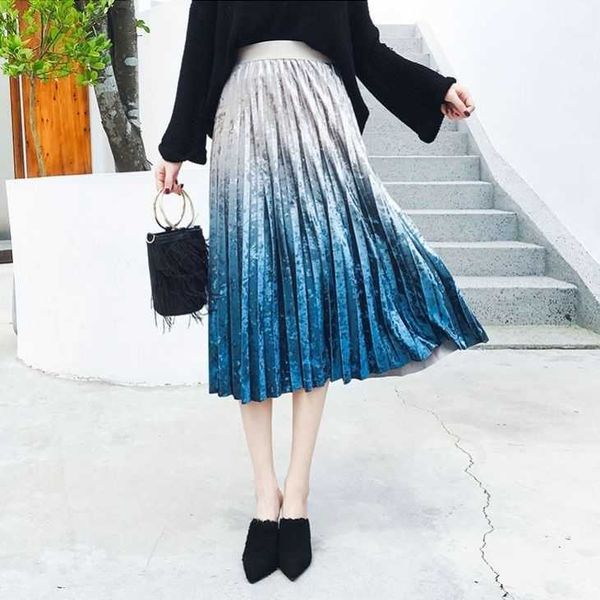high waist long pleated skirt autumn winter italian design fashion blue women skirts women's pleated skirt gold velvet sliver 210619, Black
high waist long pleated skirt autumn winter italian design fashion blue women skirts women's pleated skirt gold velvet sliver 210619, Black