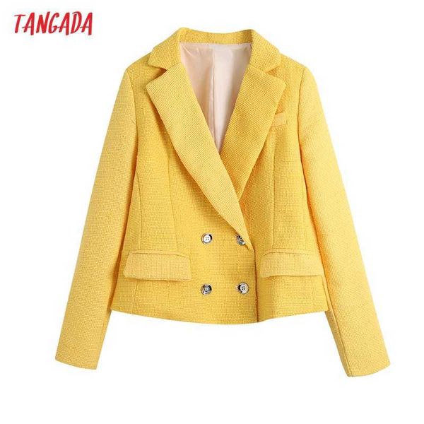 tangada women solid yellow crop blazer coat vintage notched collar pocket fashion female casual chic be700 210609, White;black
tangada women solid yellow crop blazer coat vintage notched collar pocket fashion female casual chic be700 210609, White;black