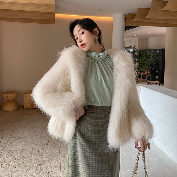 women's fur & faux women short thickened encryption hooded jacket young style white outwear winter raccoon dog double woven coat, Black
women's fur & faux women short thickened encryption hooded jacket young style white outwear winter raccoon dog double woven coat, Black