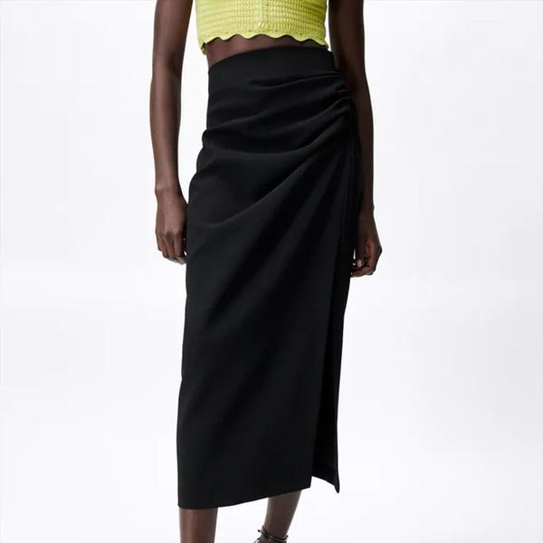 za chic fashion drape women skirt midi vintage high waist side zipper straight female black skirts mujer
za chic fashion drape women skirt midi vintage high waist side zipper straight female black skirts mujer